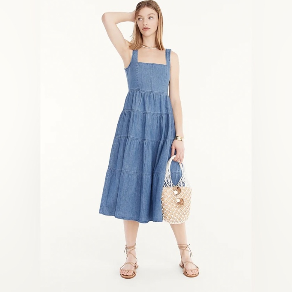 J Crew denim tiered dress